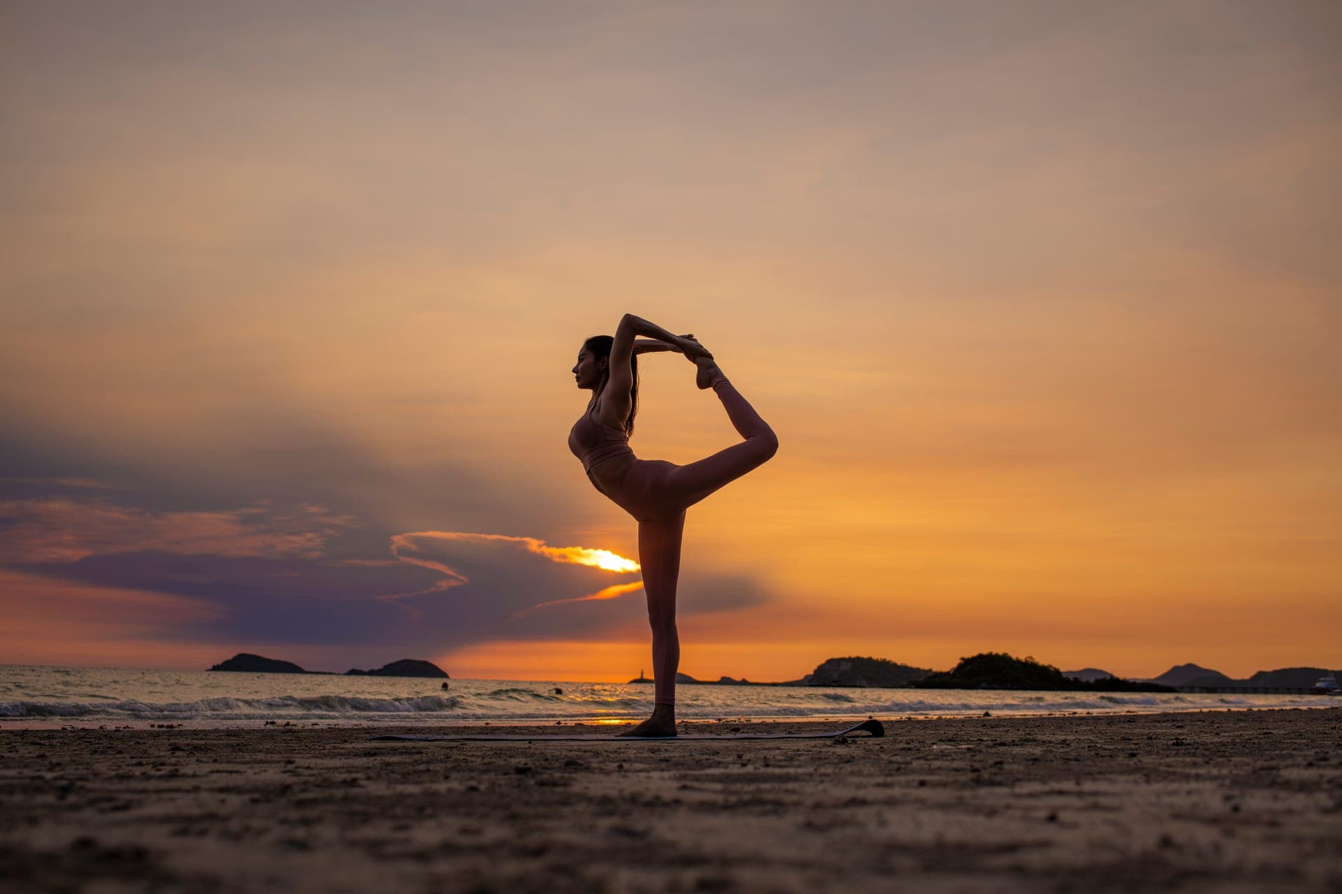 Beach yoga session in Koh Samui